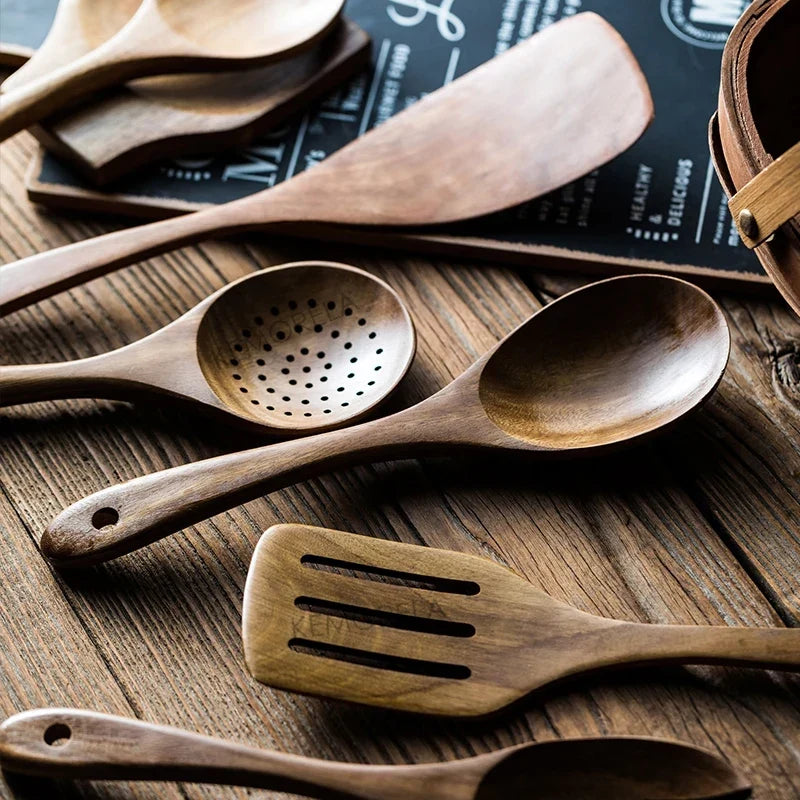 Acacia Wooden Kitchen Utensils Set – Spoons, Holder & Spoon Rest 9-Piece — image 4